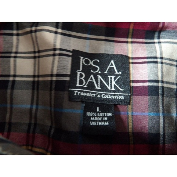 Jos. A Banks Travelers Collections Large Mens Shirt Plaid Oxford DadCore Grandpa - Picture 3 of 10